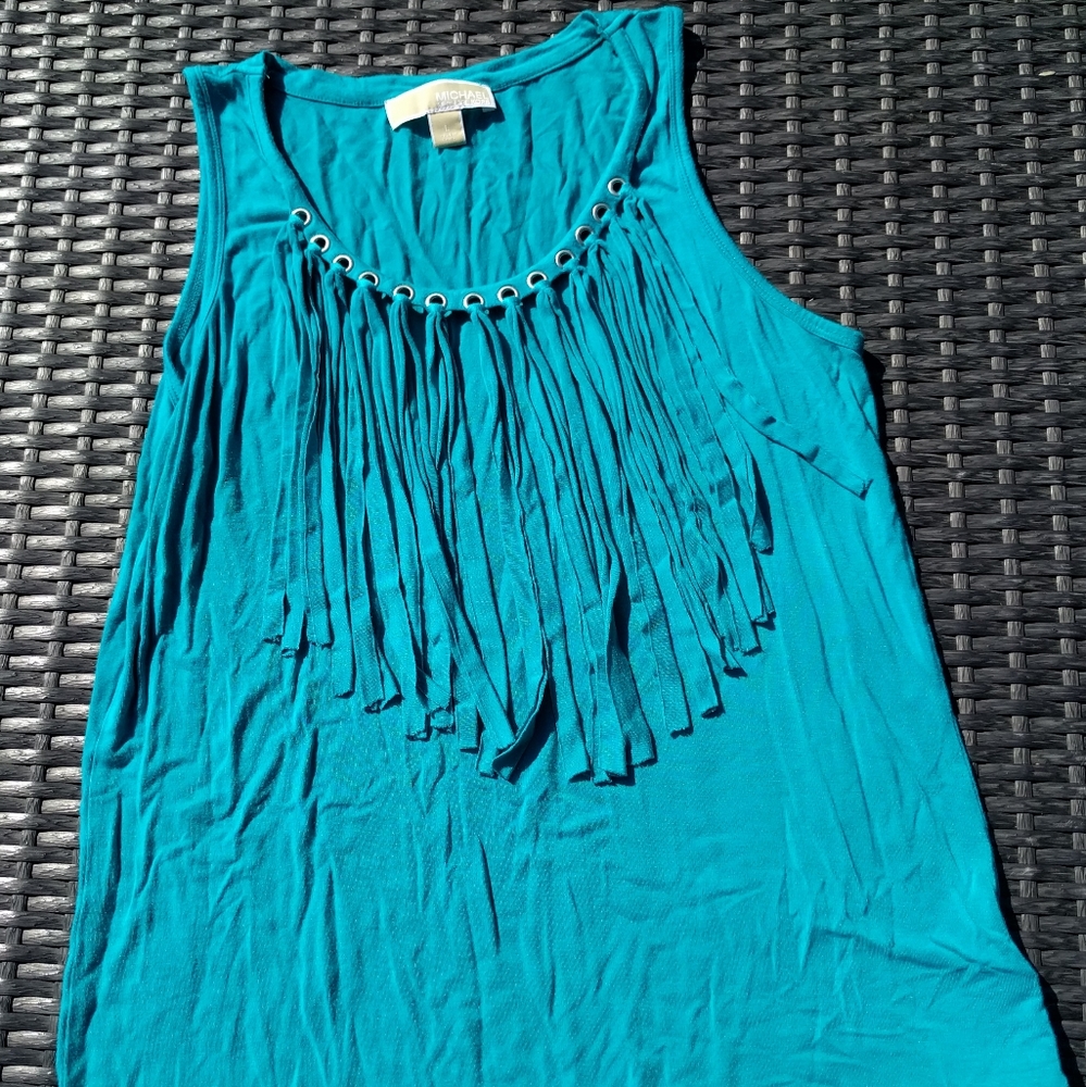 Michael Kors Grommet Fringe Tank Top